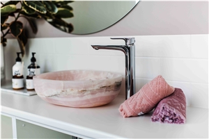 Pink Onyx Hotel Bathroom Cups Customized Design