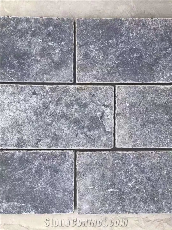 Antique Black Limestone Tiles,Tumbled,Acid Wash