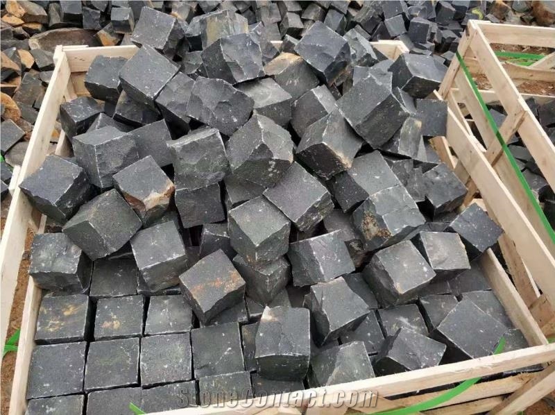 Black Basalt Cubes,Pavers,Natural Split