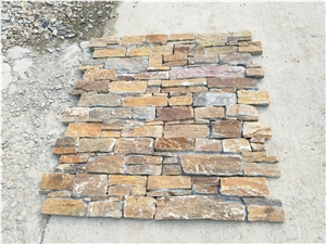 Meshed and Concrete Wall Stone,Rusty Slate,Quarzit