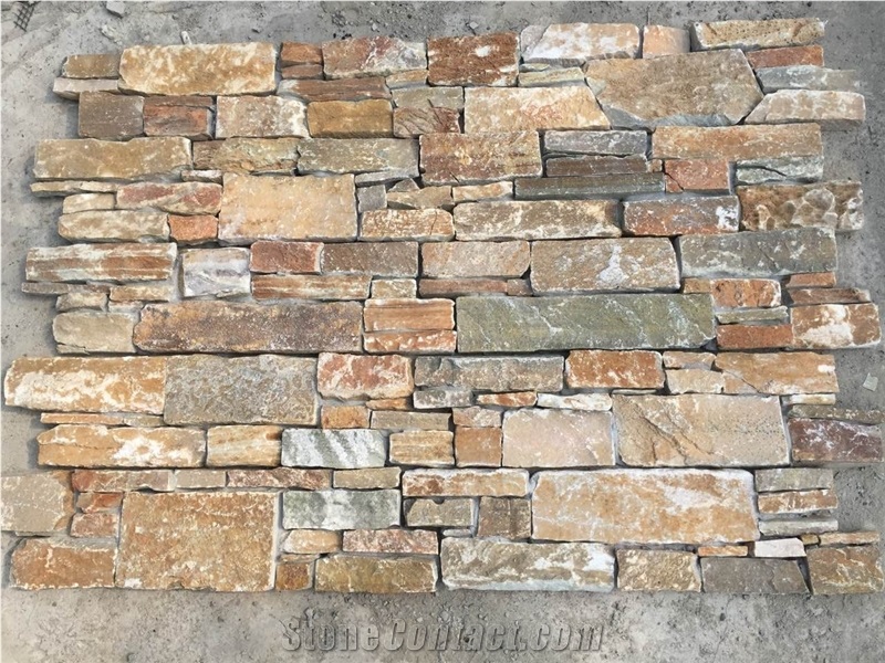 Meshed and Concrete Wall Stone,Rusty Slate,Quarzit