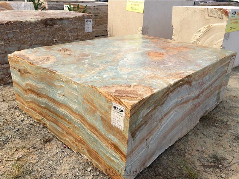 Blue Brown Onyx Blocks from Own Quarry
