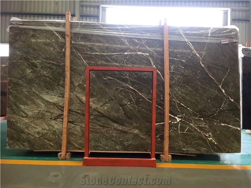 Natural Rain Forest Green Marble Slabs