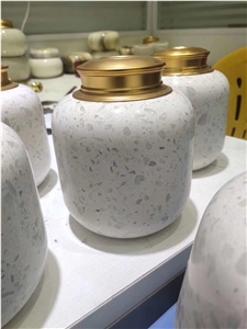 White Terrazzo Crafts Stone Bathroom Accessory Set
