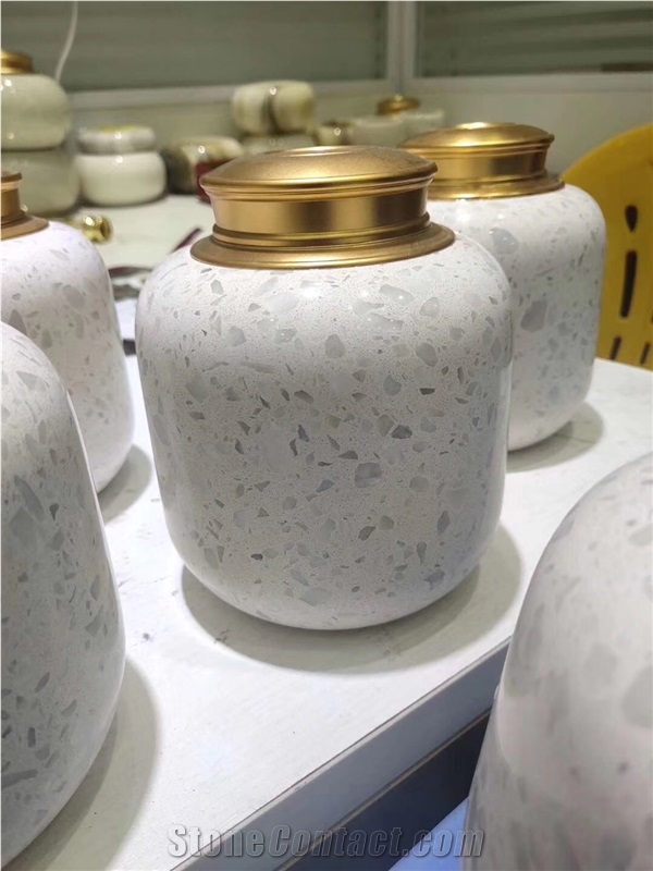 White Terrazzo Crafts Stone Bathroom Accessory Set