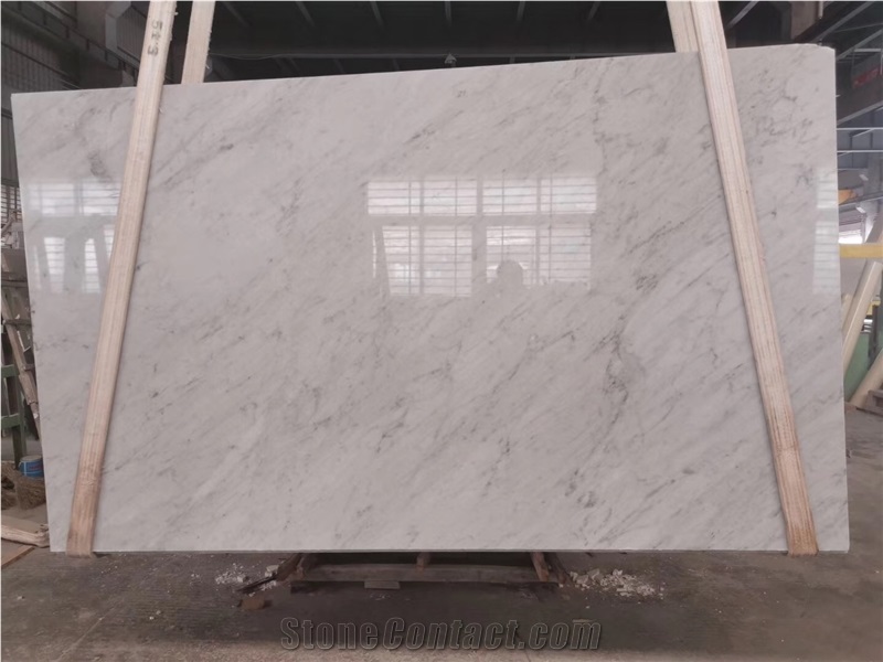 Bookmatched Polished Carrara White Marble Slabs From China 