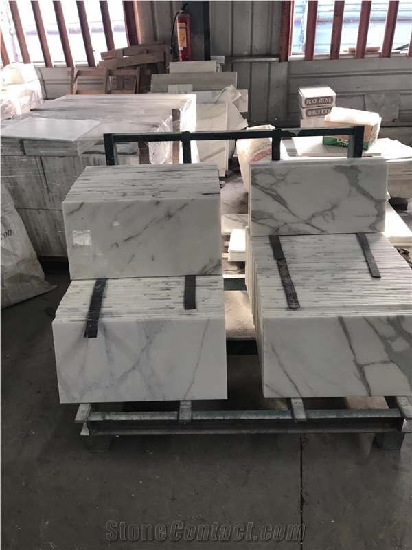 French Pattern Calacatta White Marble Tiles