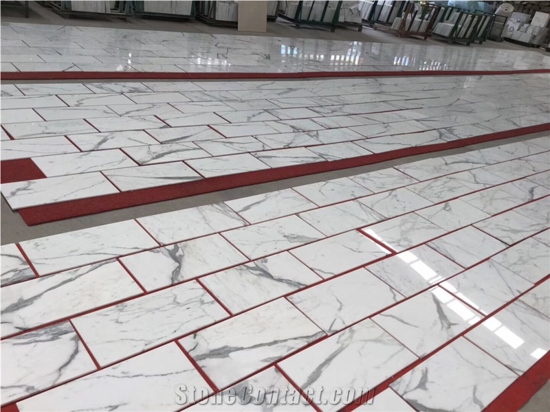 High Polished Calacatta White Marble Floor Tiles