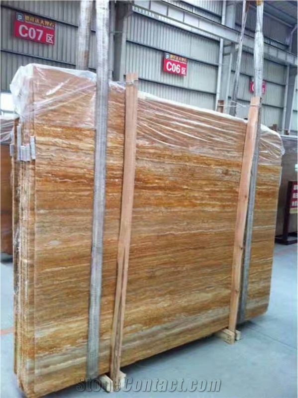 Gold Travertine Tiles and Slabs