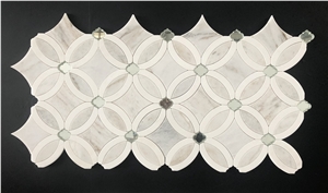 White Marble Mosaic Flower Design Pattern