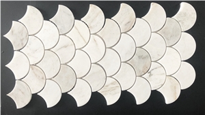 White Marble Mosaic Tiles for Bathroom Floor Wall