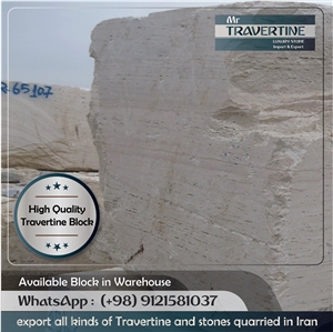Persian White Travertine Block, Iran White Travertine