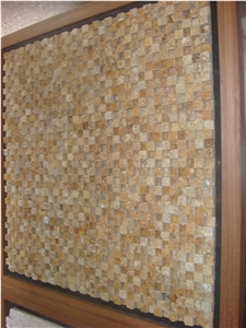 Yellow Travertine 3d Split Face Mosaic,Mosaic Tile