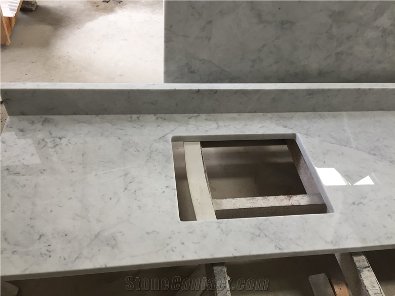 Carrara White Marble Bathroom Countertop Vanity