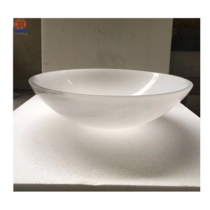 China Han White Jade Marble Round Bathroom Sinks