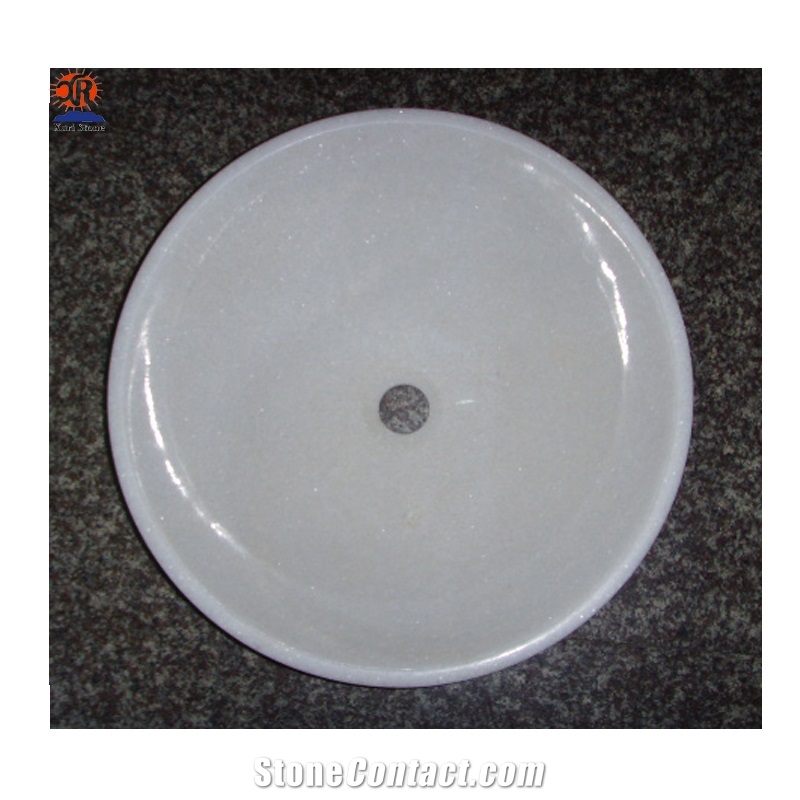 Crystal White Marble Round Circular Wash Basins