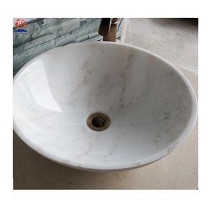 Crystal White Marble Round Circular Wash Basins