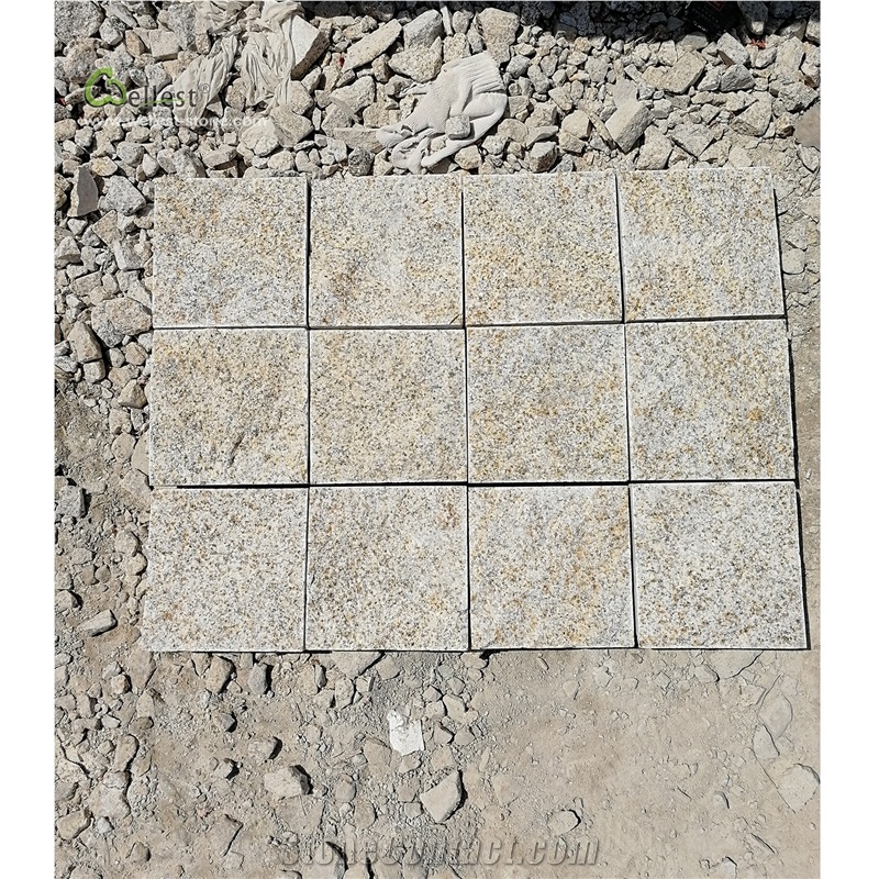 G682 Cube Stone Paver Yellow Beige Rusty Granite
