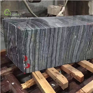M711 Marble Block Kerb Stone Ancient Wood Grain, China Black Marble