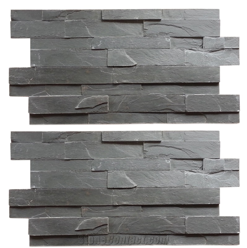 Black Slate Stacked Stone Veneer for Wall Cladding,Culture Stone