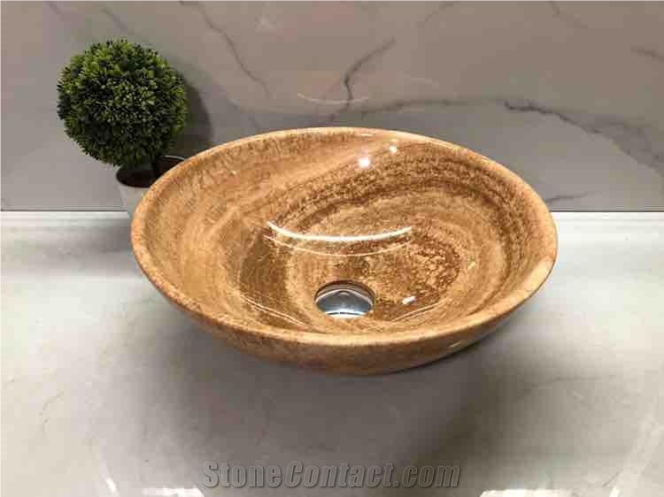 Yellow Marble Basin/Sink from Eximstone Vietnam