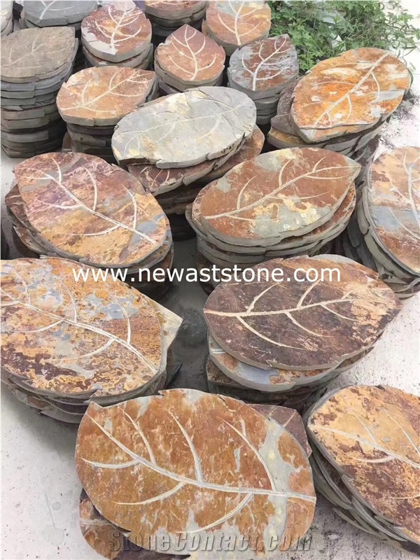 Rusty Gold Leaf Slate Step Paving Stone Tiles Sale