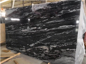 Chinese Titanium Cosmic Black Granite Slab Tiles