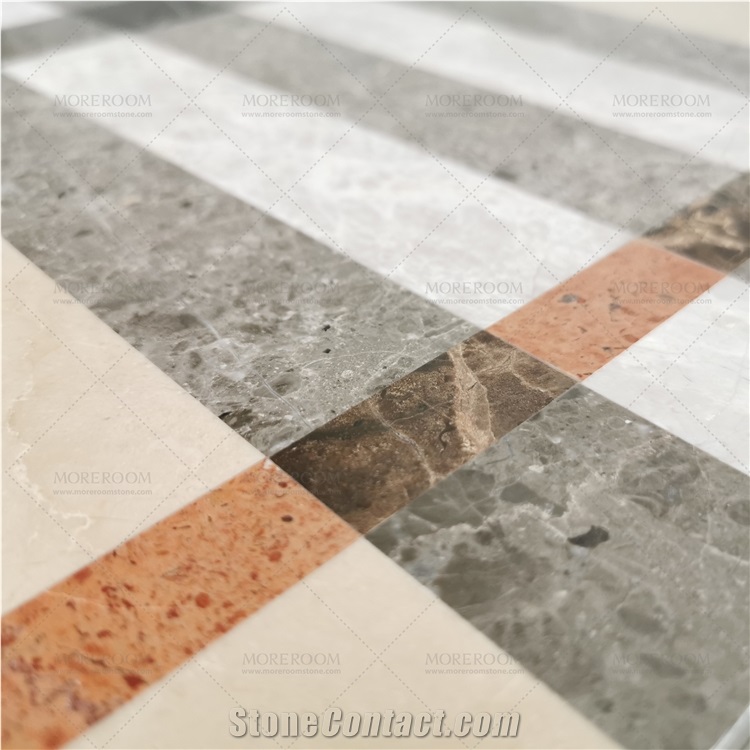 Classical England Style Plaid Marble Waterjet Tile