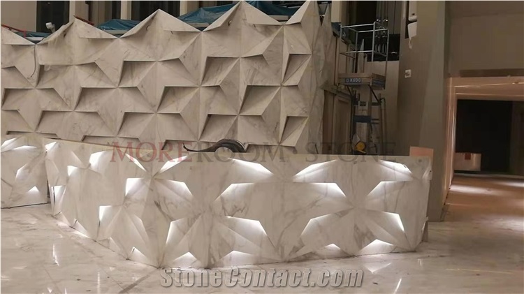 Commercial Luxury Marble 3d Reception Table Design