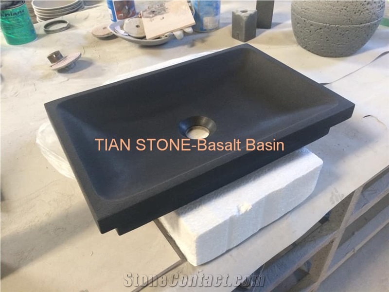 Basalt Black Bathroom Kitchen Square Basin Sink