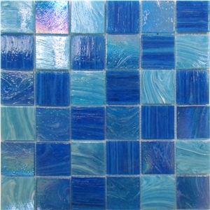 Blue Color Mosaic Glass Wall Floor Pattern