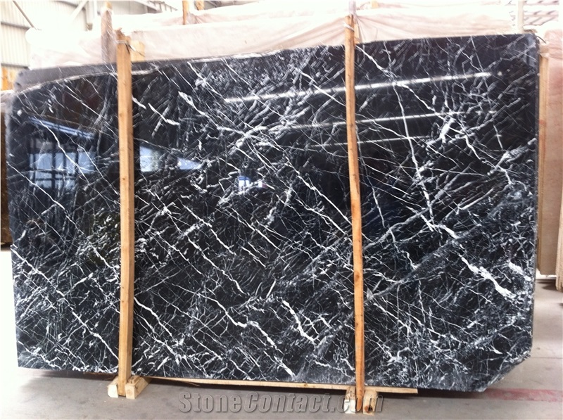 China Marble Black Marquina with Many White Vein