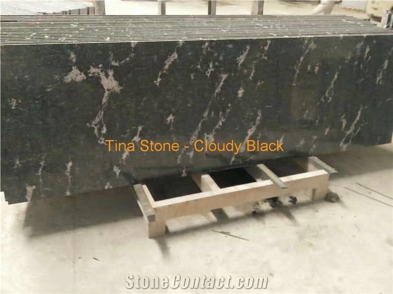 Cloudy Black Stone Granite Slab