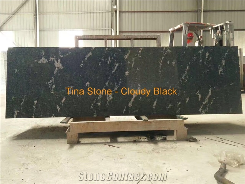 Cloudy Black Stone Granite Slab