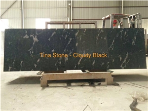 Cloudy Black Stone Granite Slab