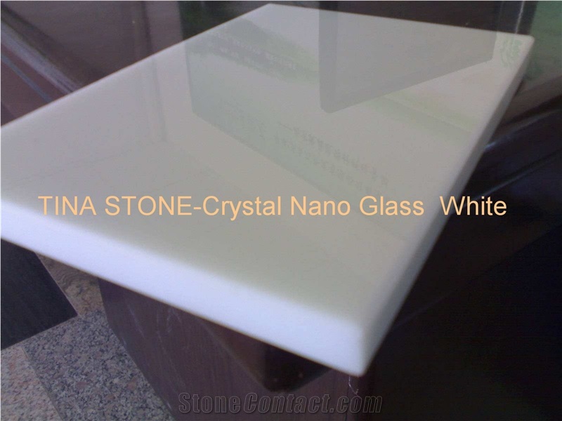Crystal Nano Glass White Marble Tiles Slabs