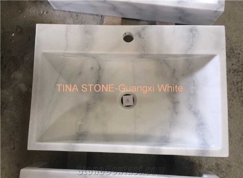 Guangxi White Marble Bathroom Kitchen Basins Sinks