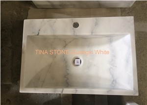 Guangxi White Marble Bathroom Kitchen Basins Sinks