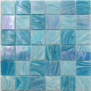 Interior Stone Mosaic Blue Color Glass Wall