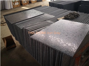 Iron Grey Granite Tiles Slabs Leather Finished
