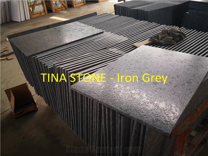 Iron Grey Granite Wall Floor Covering Leathered