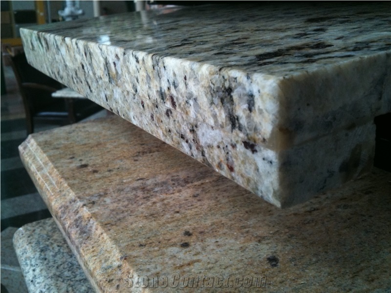 Kitchen Yellow Granite Countertops Eased Edge From China