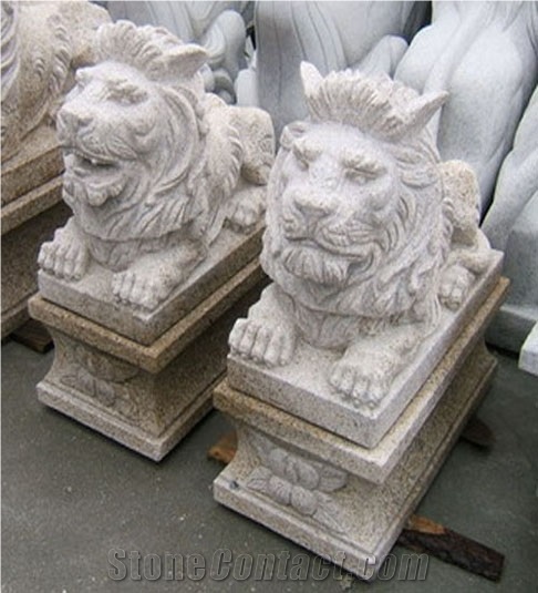 Lions Sculpture Handcrafts Garden Animal Handcarve