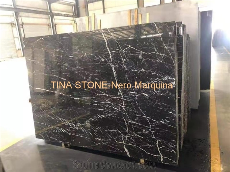 Nero Marquina Marble Polished Tiles Slabs Wall