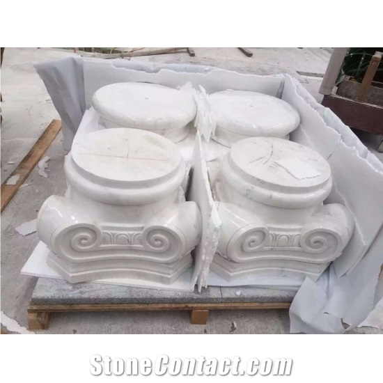 Stones White Marble Column Bases Sculptured