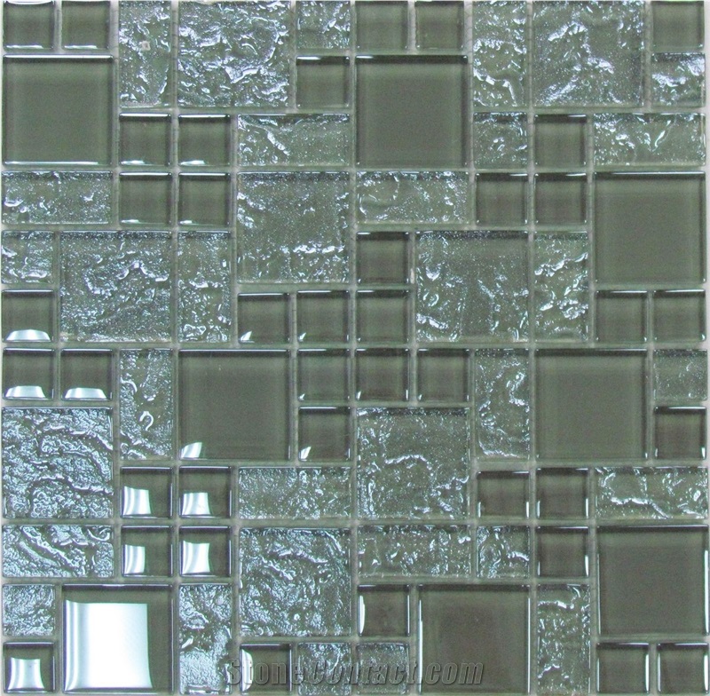 Titanium Crystal Glass Mosaic Manmade Stone