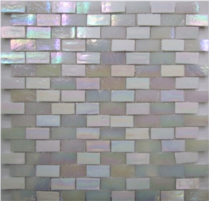 White Color Mosaic Glass Manmade Stone Wall