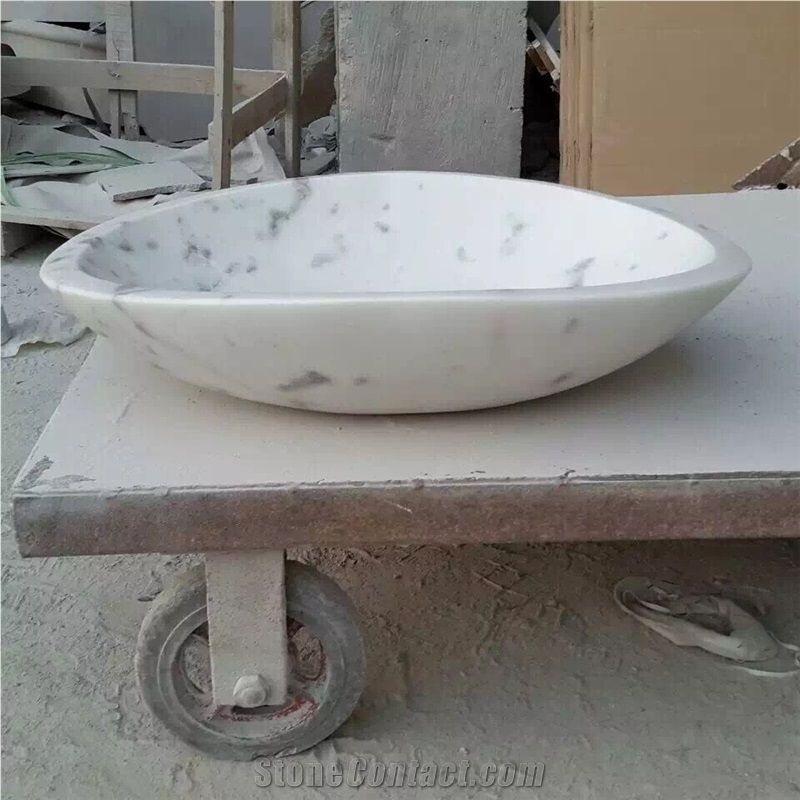 White Marble Polished Honed Kitchen Sinks Basins