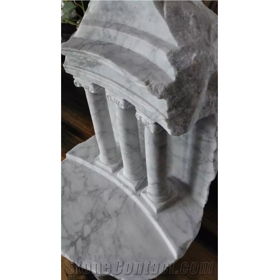 White Marble Roman Architectural Column Sculptured
