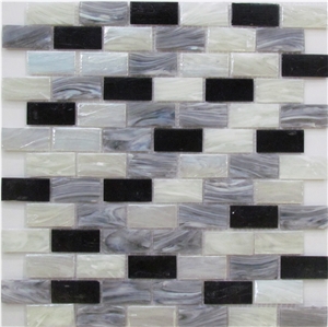 White with Black Grey Color Floor Mosaic Manmade